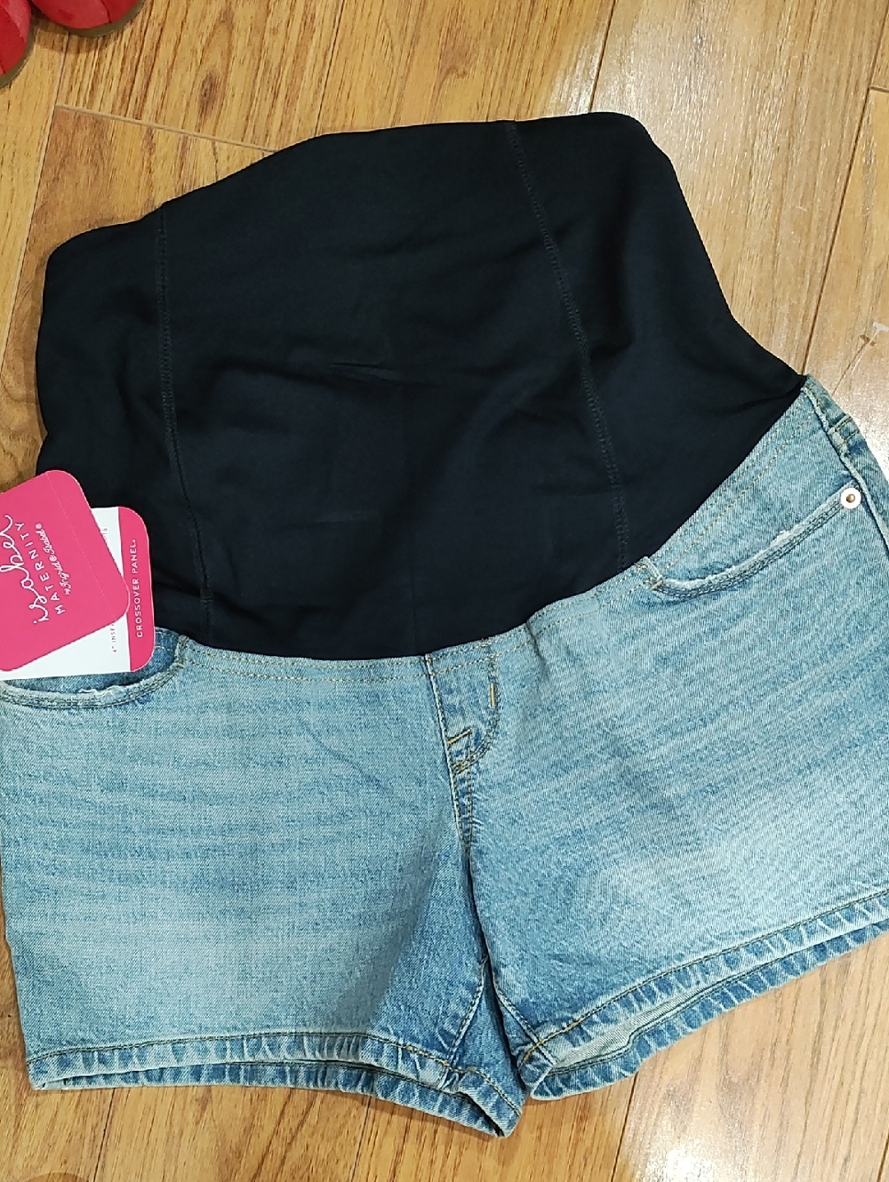 Maternity Denim Shorts with Stretch Panel